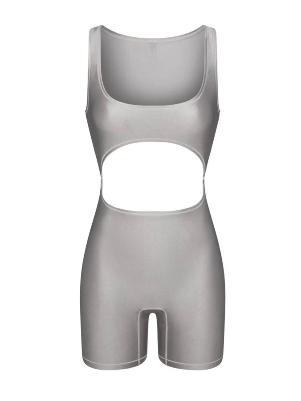 SKIMS Shine Swim Cut-Out Cycle Suit Smoke NWT Small